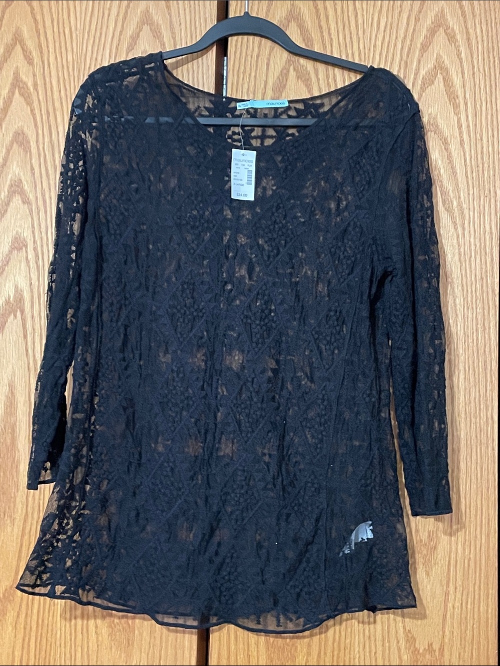 Maurices Black Lace Overlay Tunic